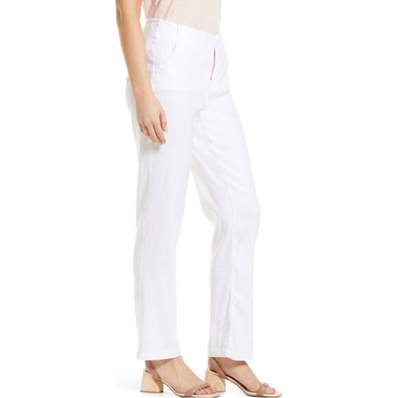 NYDJ Marilyn Trouser Stretch Linen Optic White Pants Women’s Size 16 NWT - Picture 2 of 9
